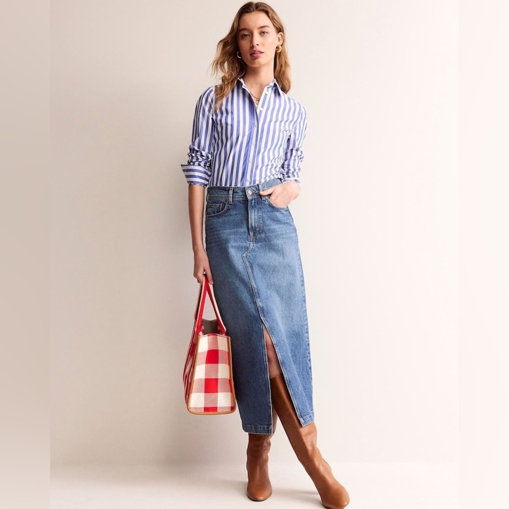 Boden Denim Midi Skirt
